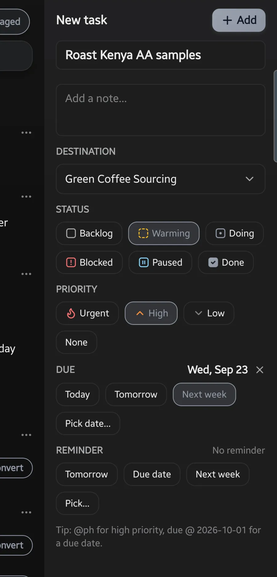 Adding a todo