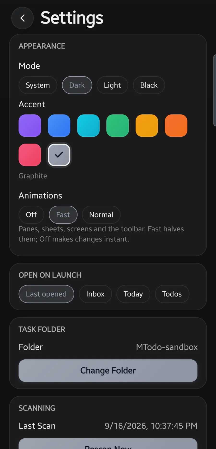 Appearance settings