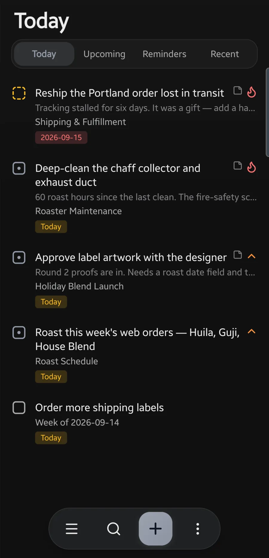 The Today tab