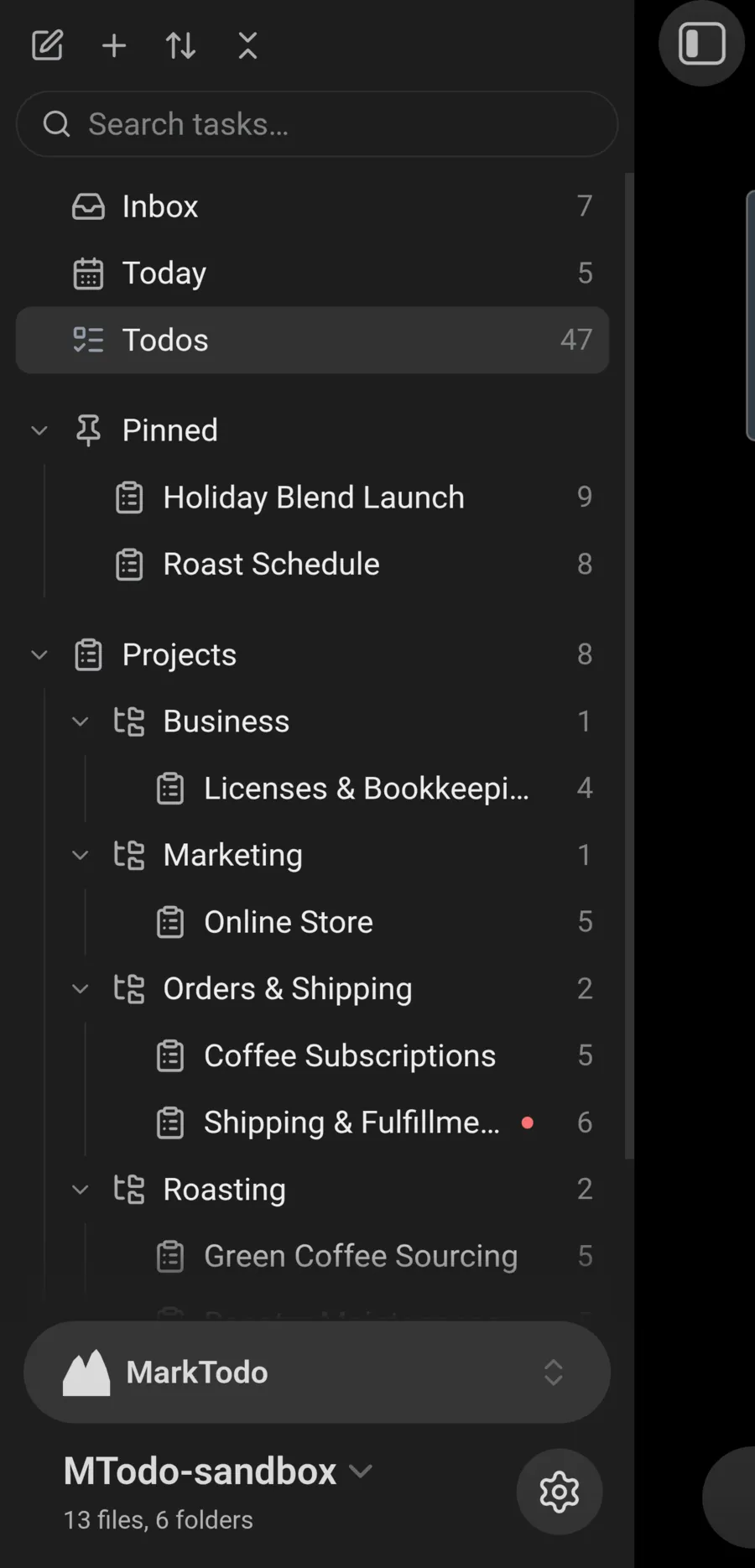 The dashboard’s navigation on a phone